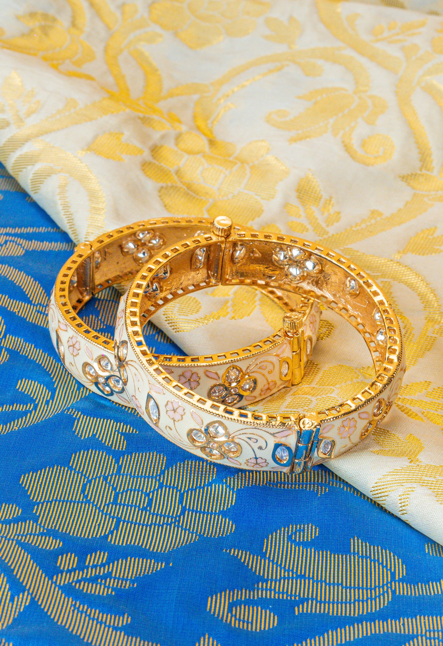 Enchanting Kundan Meenakari Screw Bangles