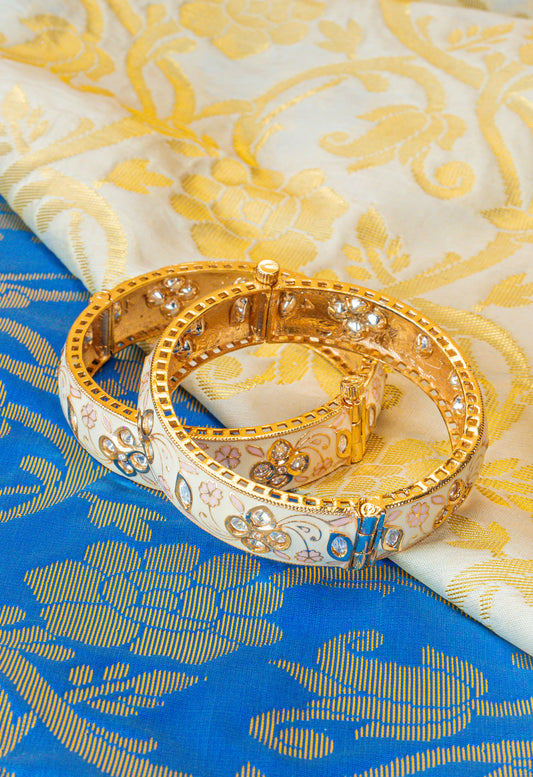 Enchanting Kundan Meenakari Screw Bangles