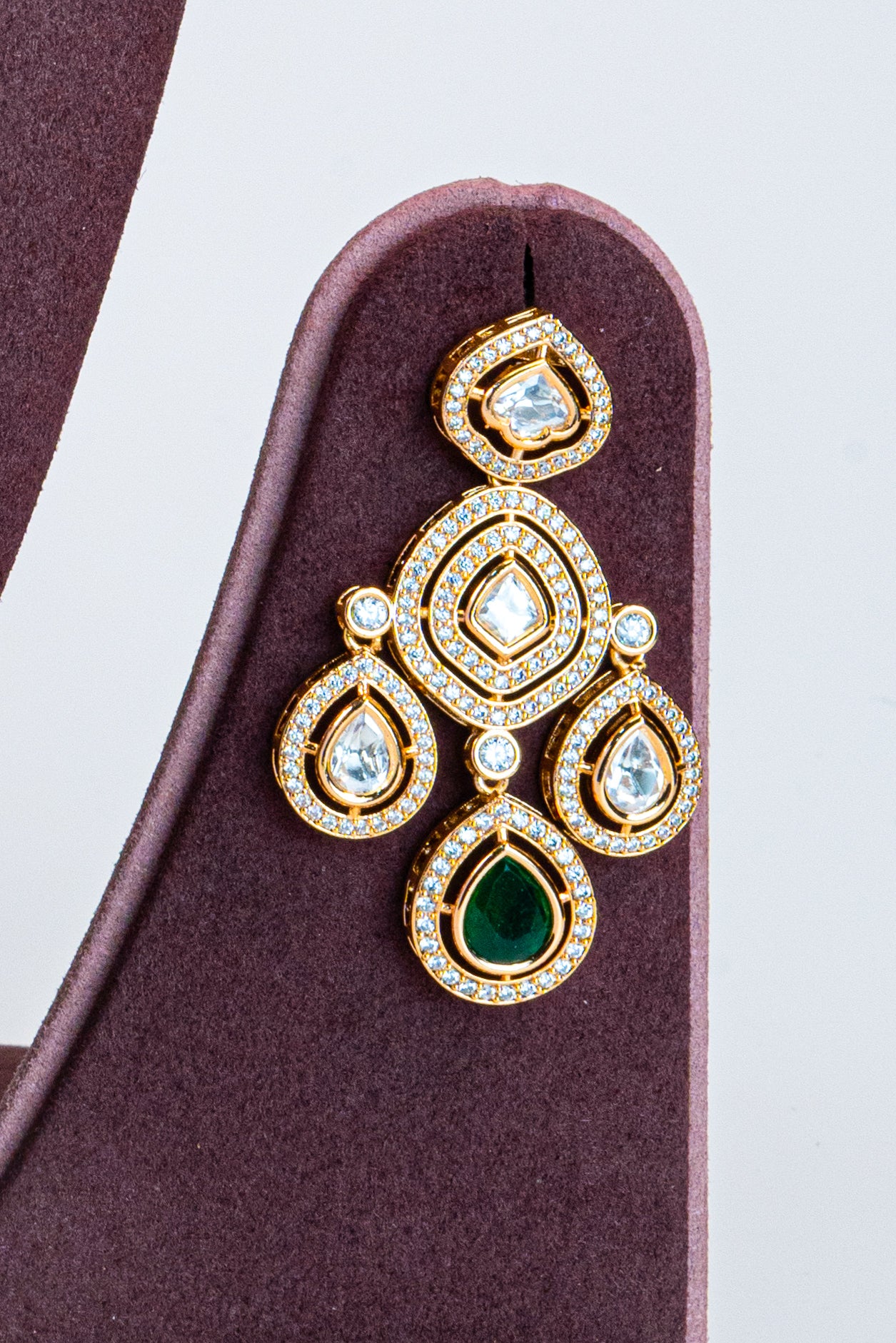 Enchanting Green CZ Kundan Necklace