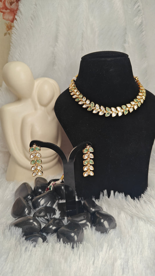 Gold Leaf Necklace and Earring Set