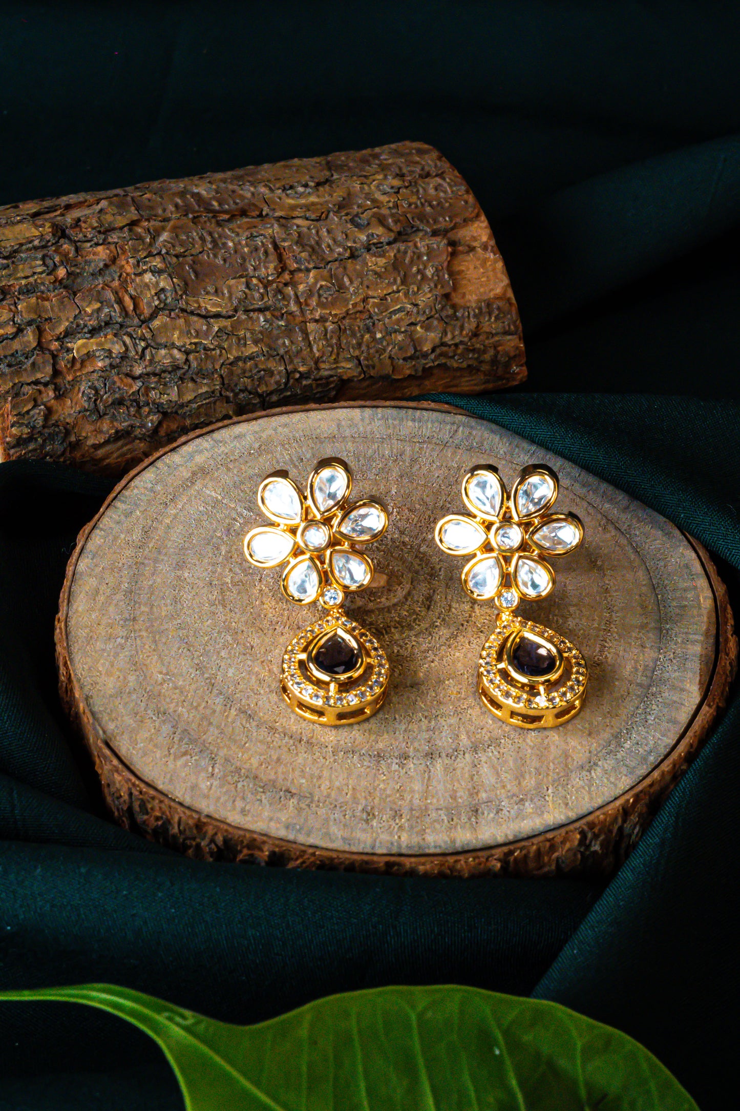 Azure Sparkle Kundan Drops