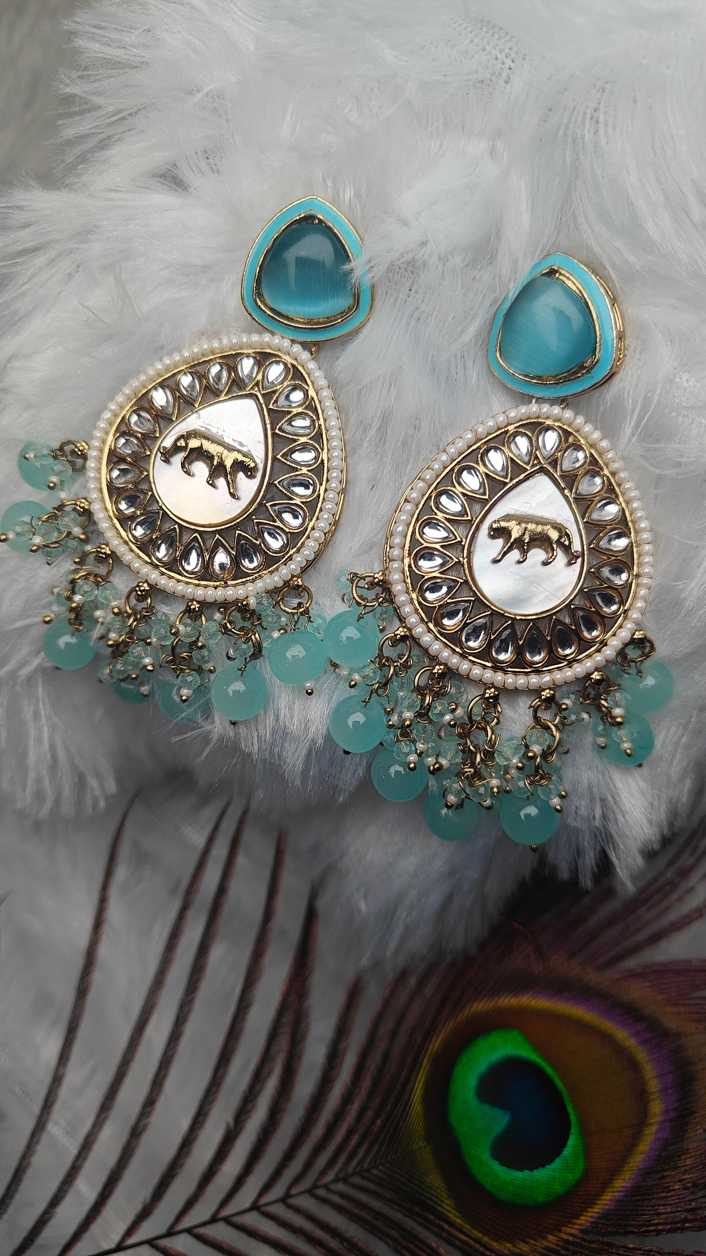 Teardrop Earrings with Leopard Motif