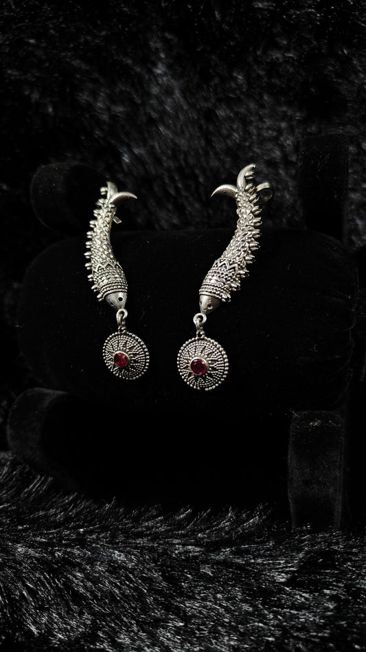 Antique Finish Cuffs Style Danglers With Stone Stud