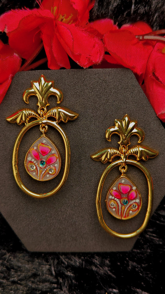 Aafreen Pink Petal Enamel Dangles