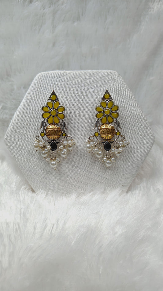Yellow Blossom Heritage Pearl Earrings
