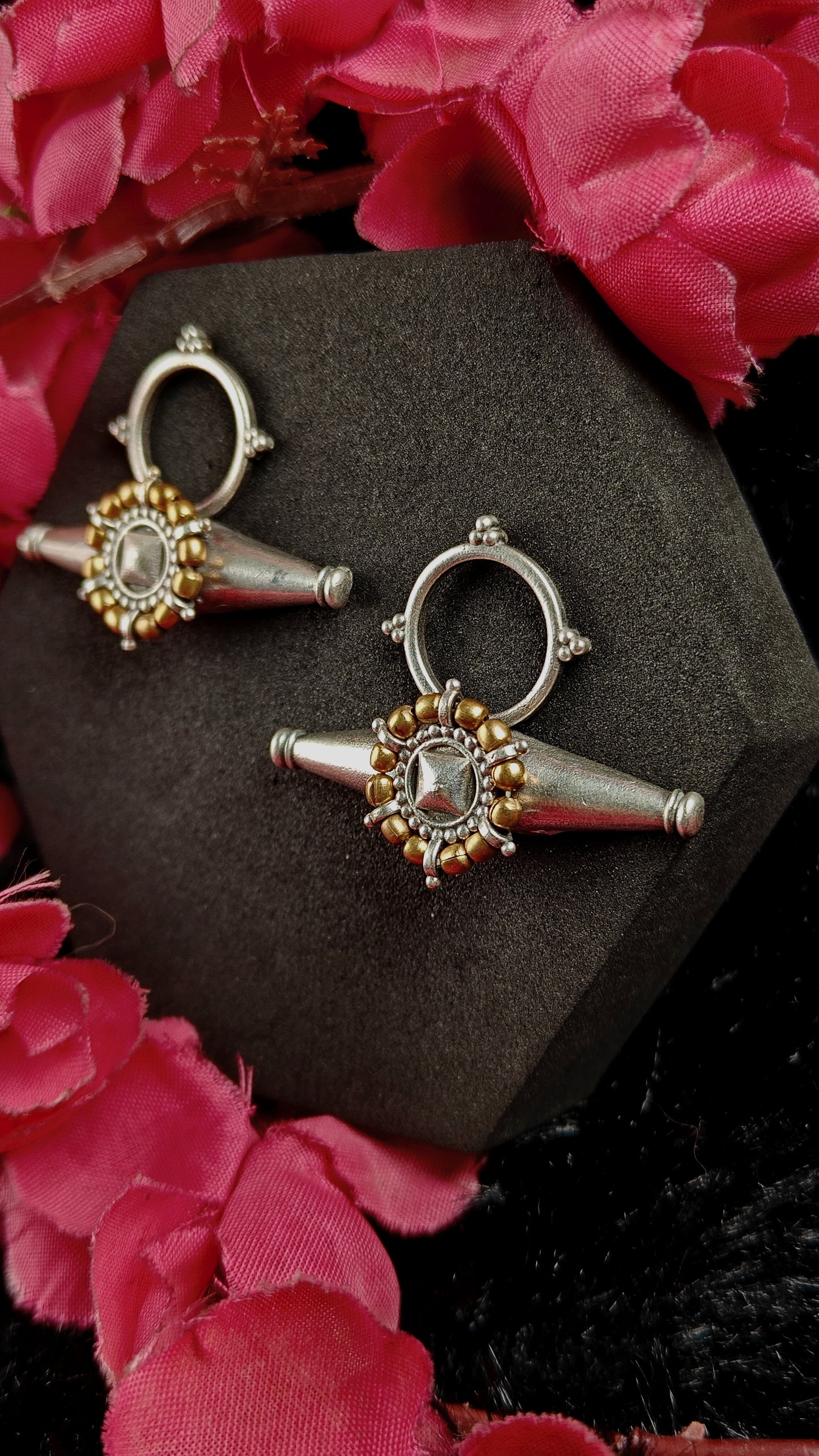 Oxidised Orbit Spoke Earrings