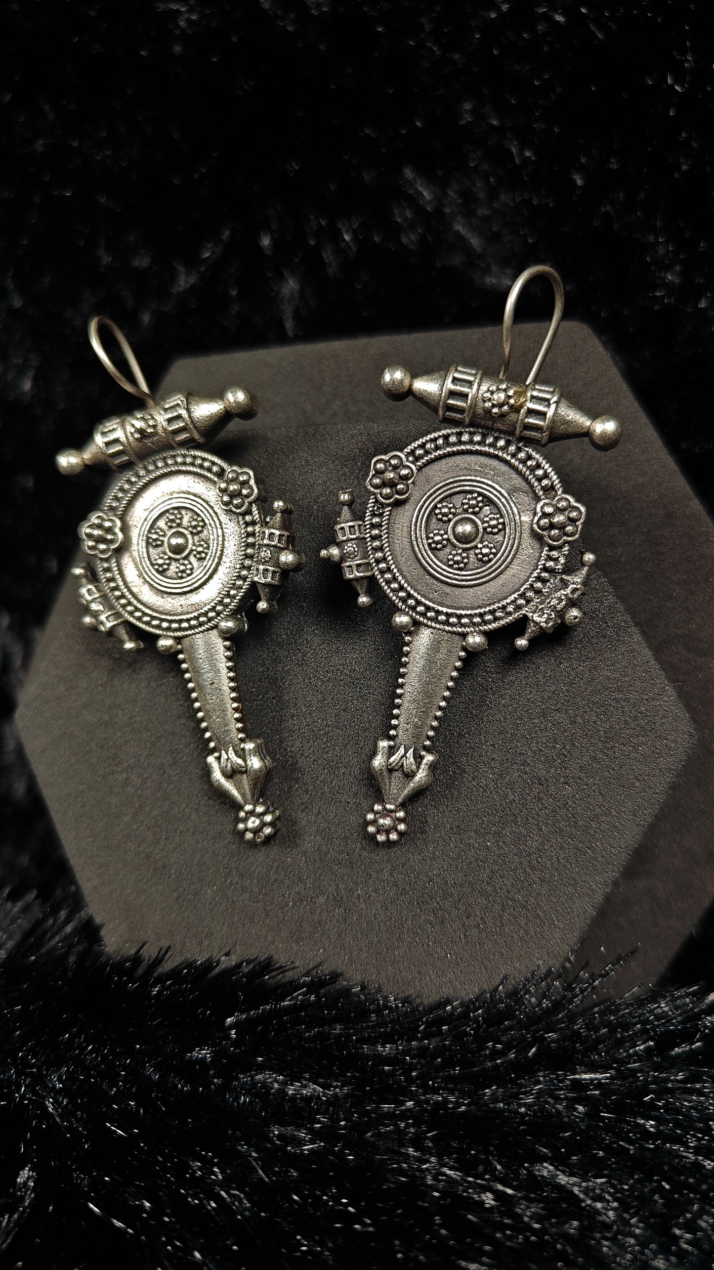 Vintage Oxidized Silver Ear Cuffs – Traditional Boho Tribal Design