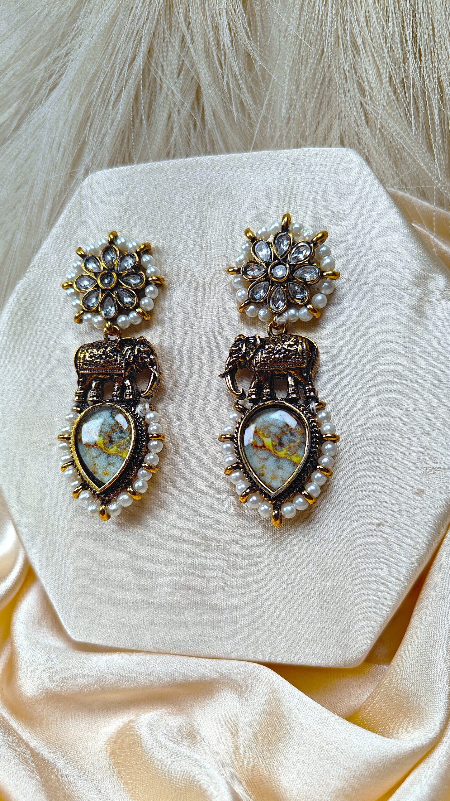 Royal Marbled Teardrop Earrings
