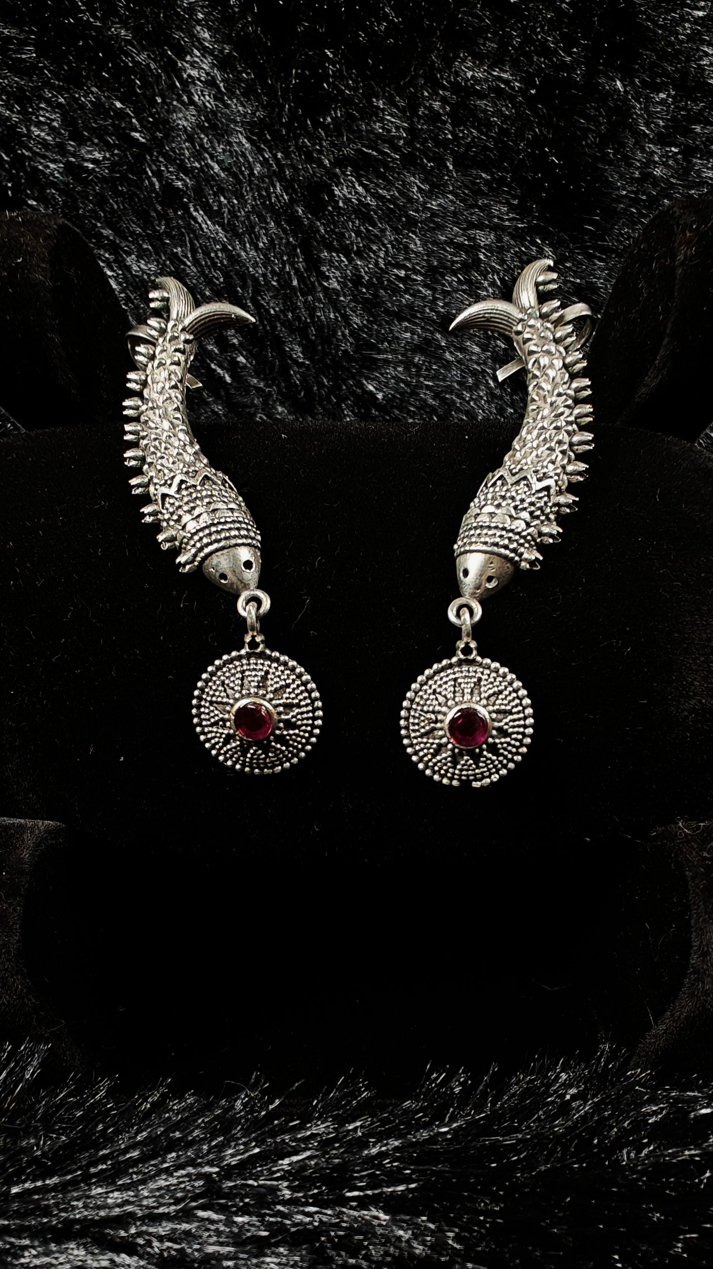 Antique Finish Cuffs Style Danglers With Stone Stud