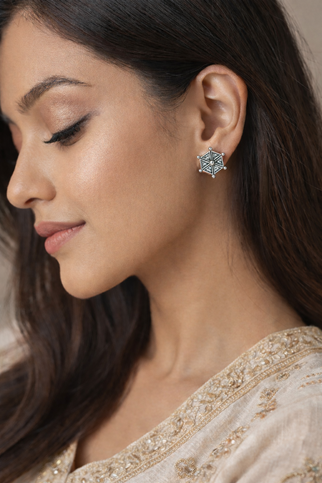 Silver Starburst Ethnic Studs