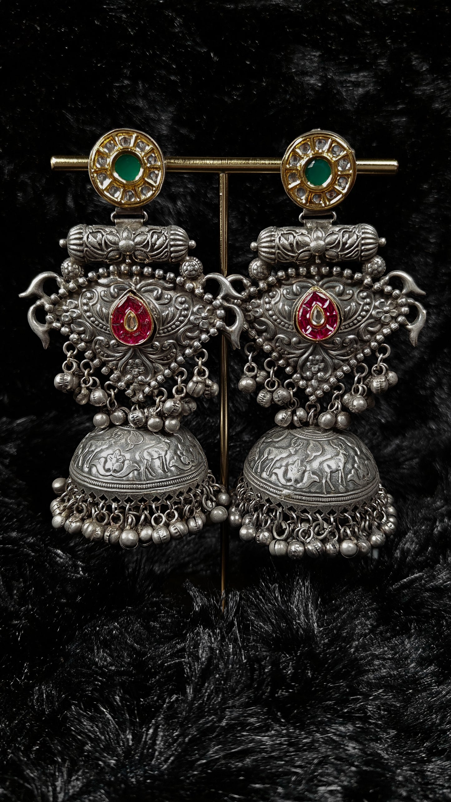 Regal Heritage Dual-Tone Temple Jhumka Earrings
