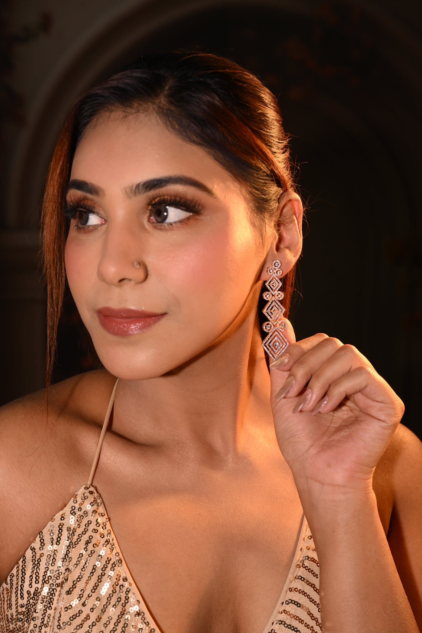 Geometric Glam CZ Earrings