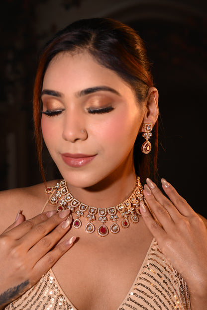 Royal Ruby Bridal Kundan Necklace Set