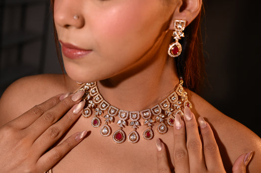 Royal Ruby Bridal Kundan Necklace Set