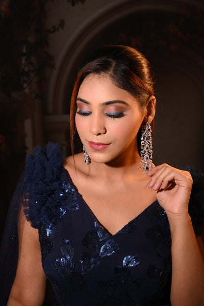 Blue Sapphire-Inspired Statement Chandelier Earrings