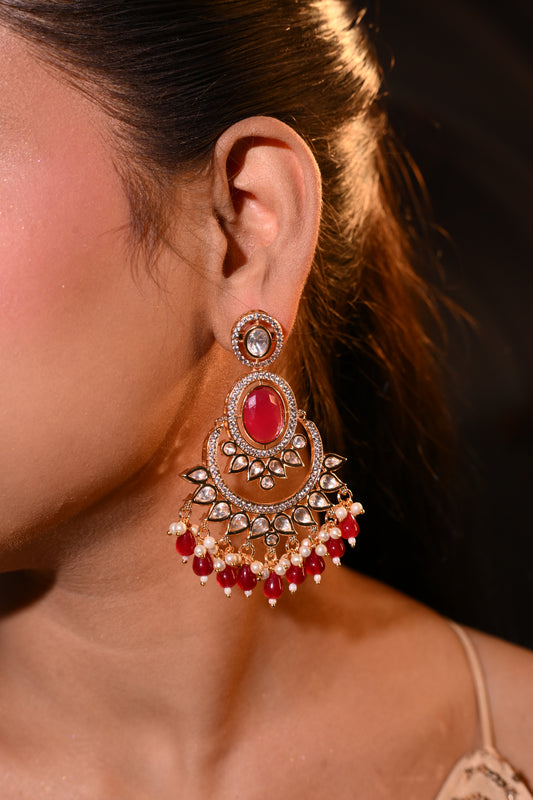 Ruby Red Chaandbali Earrings