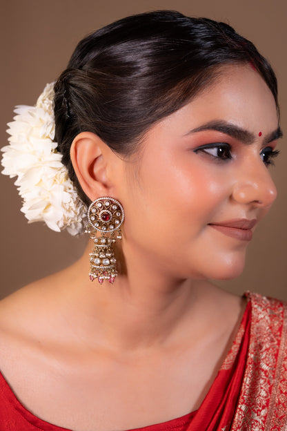 Ruby Glow Kundan Jhumkis