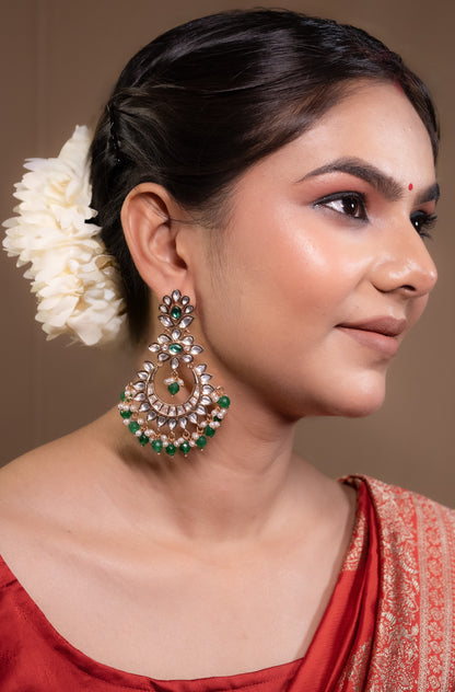 Emerald Essence Kundan Studs