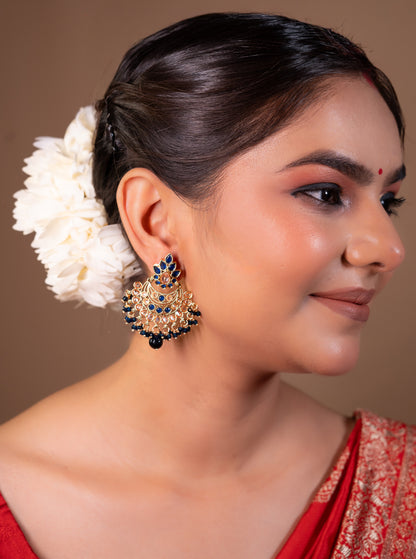 Sapphire Shine Kundan Studs