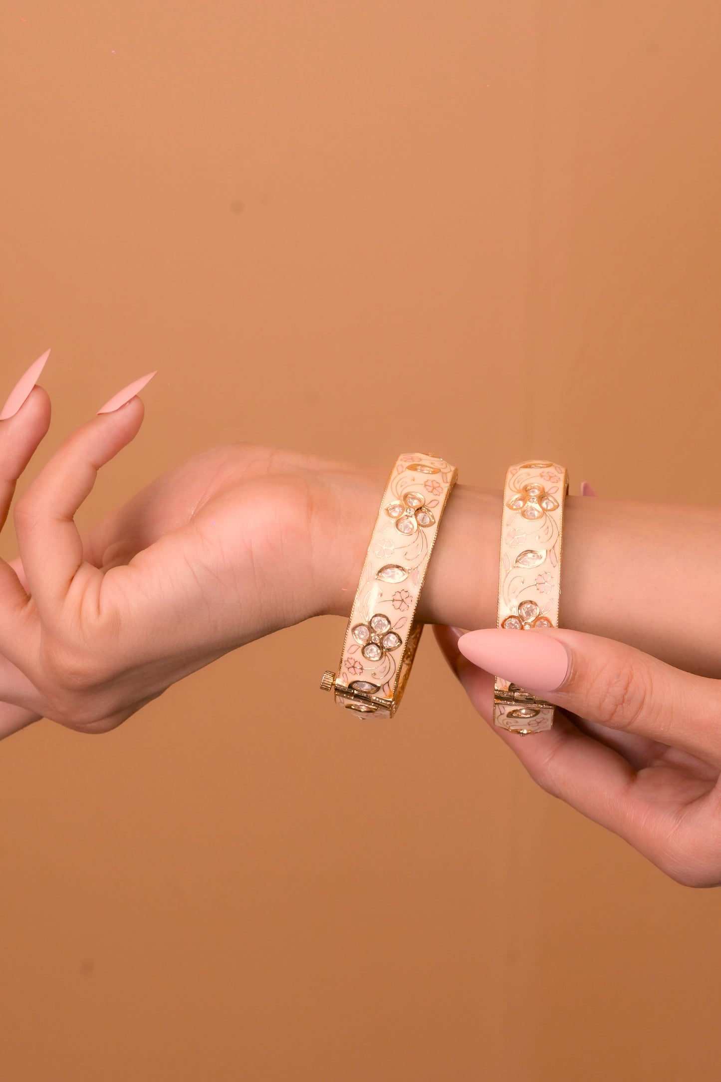 Enchanting Kundan Meenakari Screw Bangles