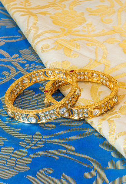 Ethnic Gold Kundan Screw Bangles