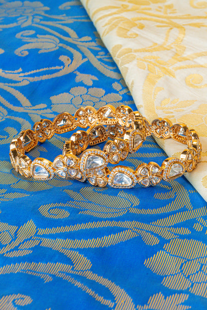 Elegant Gold-Plated Kundan CZ Bangles