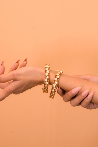 Heritage Kundan Screw Gold Bangles