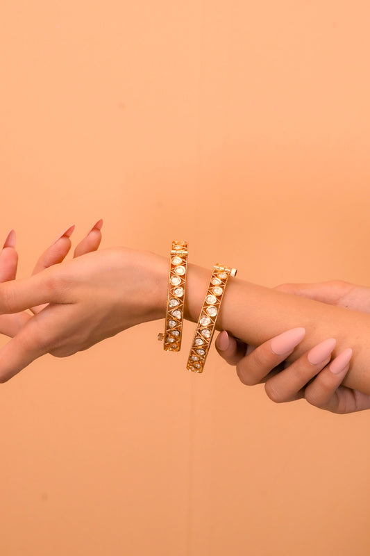 Heritage Kundan Screw Gold Bangles
