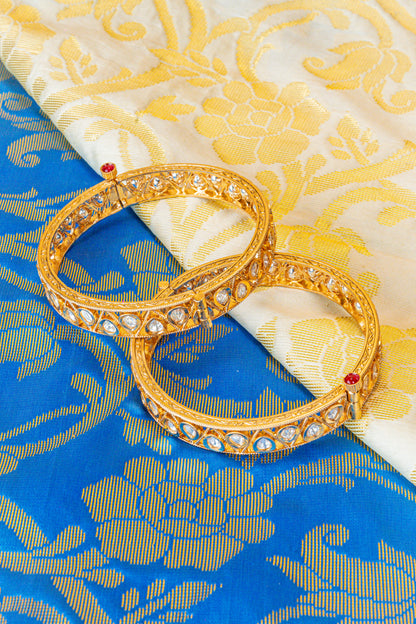 Heritage Kundan Screw Gold Bangles