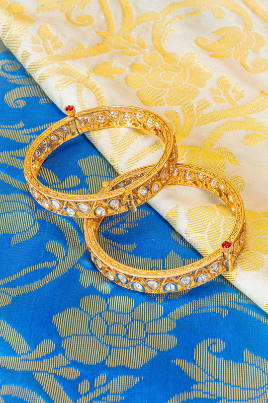 Heritage Kundan Screw Gold Bangles