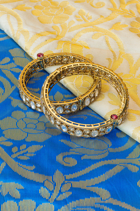 Antique Gold Kundan Screw Bangles