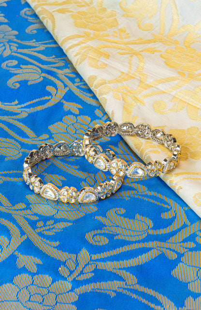 Rhodium Kundan Sparkle Bangles