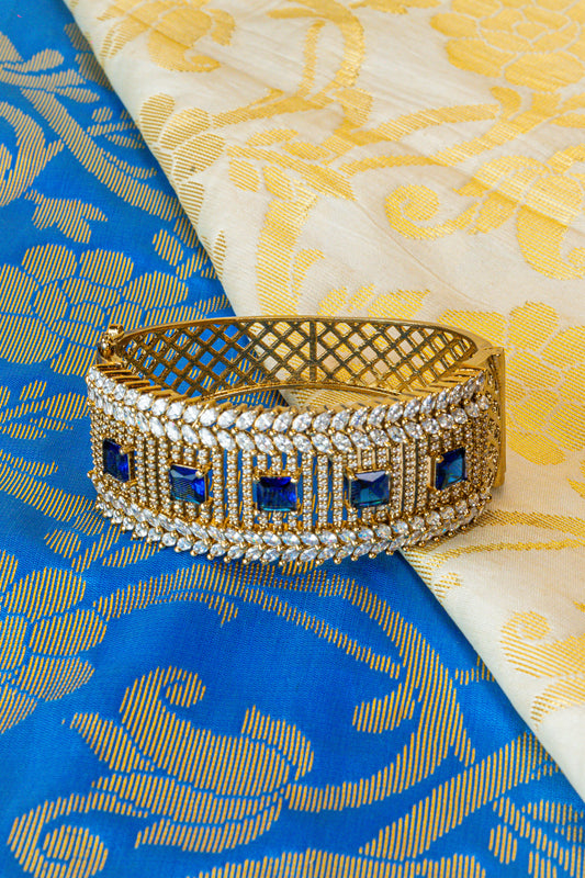 Blue & White CZ Antique Open Bracelet