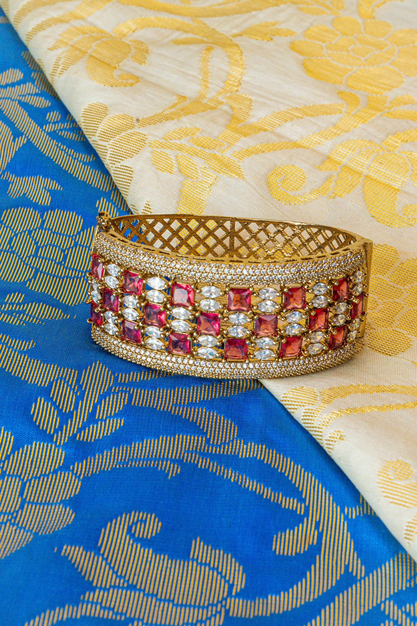 Ruby & White CZ Antique Bracelet