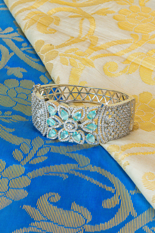Teal & White CZ Rhodium Bracelet