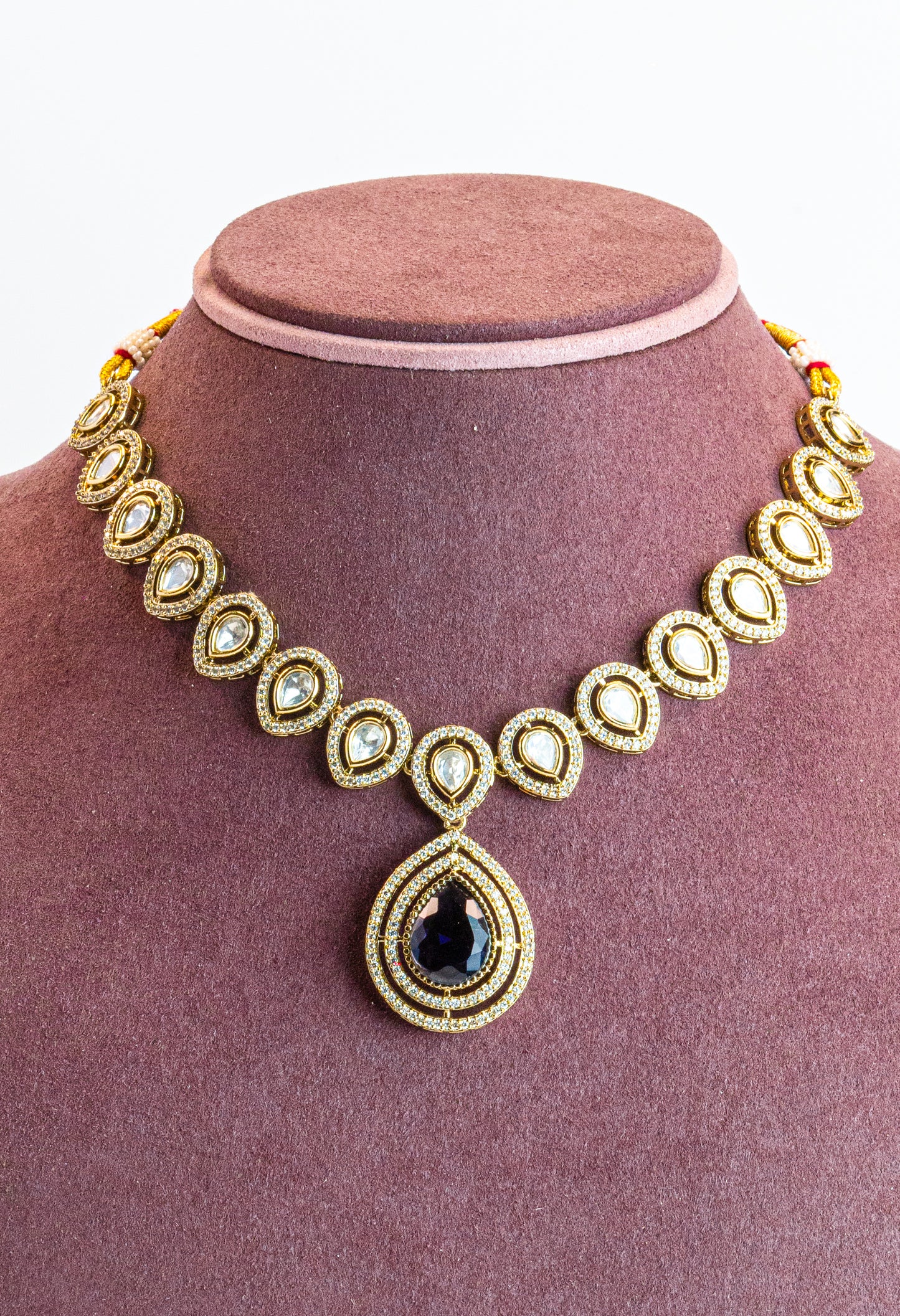 Antique Teardrop Blue Kundan Necklace