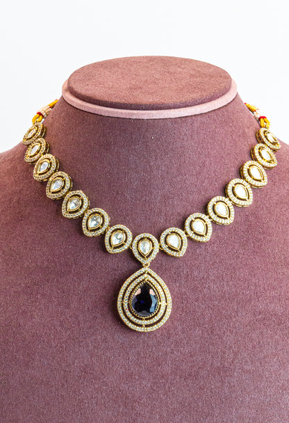 Antique Teardrop Blue Kundan Necklace