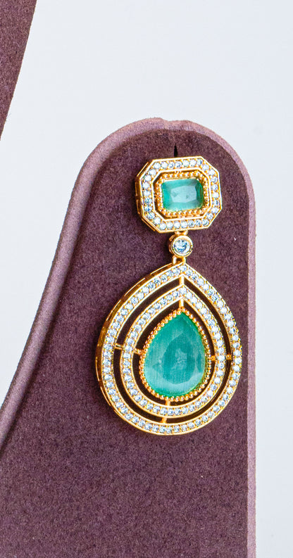 Three Line Green CZ Kundan Necklace