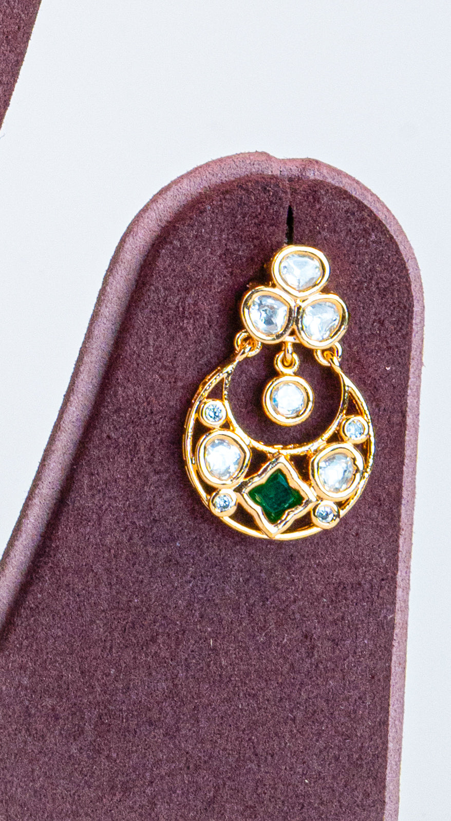 Gold Plated Green CZ Kundan Necklace