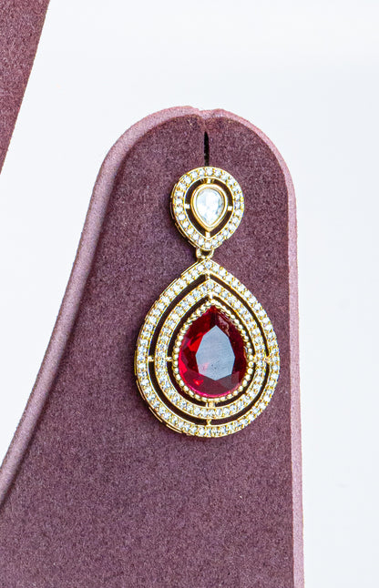 Antique Red Teardrop Kundan Necklace