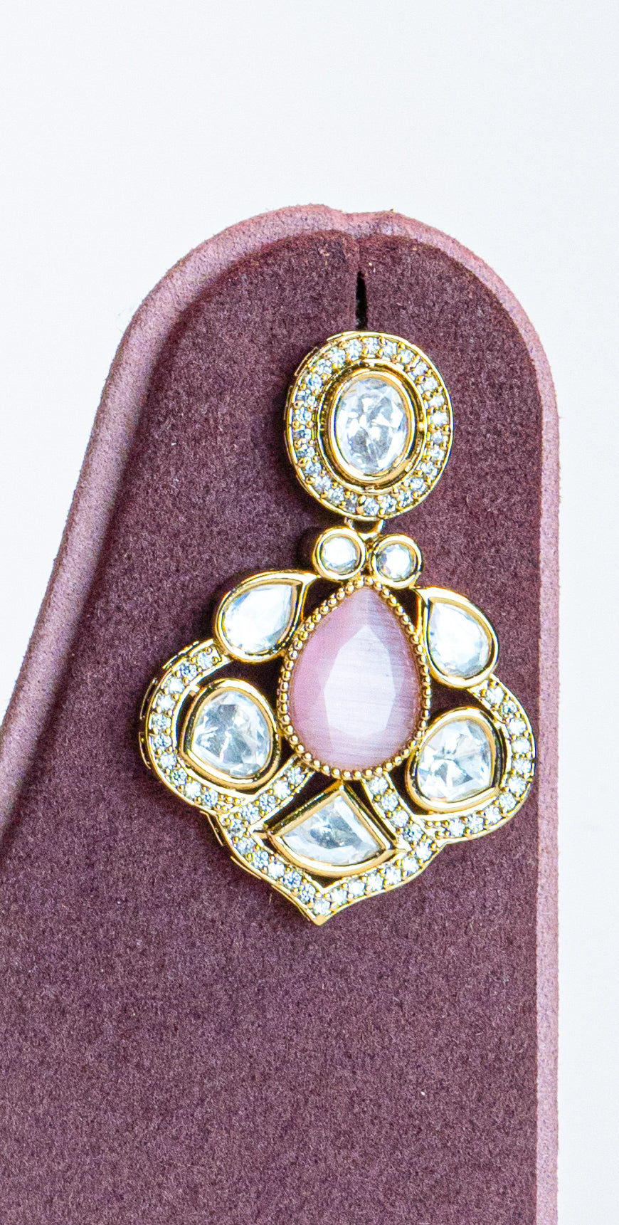 Delicate Pink CZ Kundan Necklace