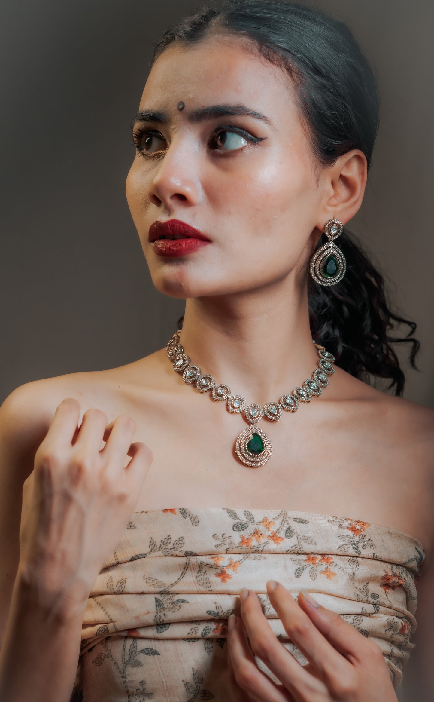 Mint Green Teardrop Kundan Necklace