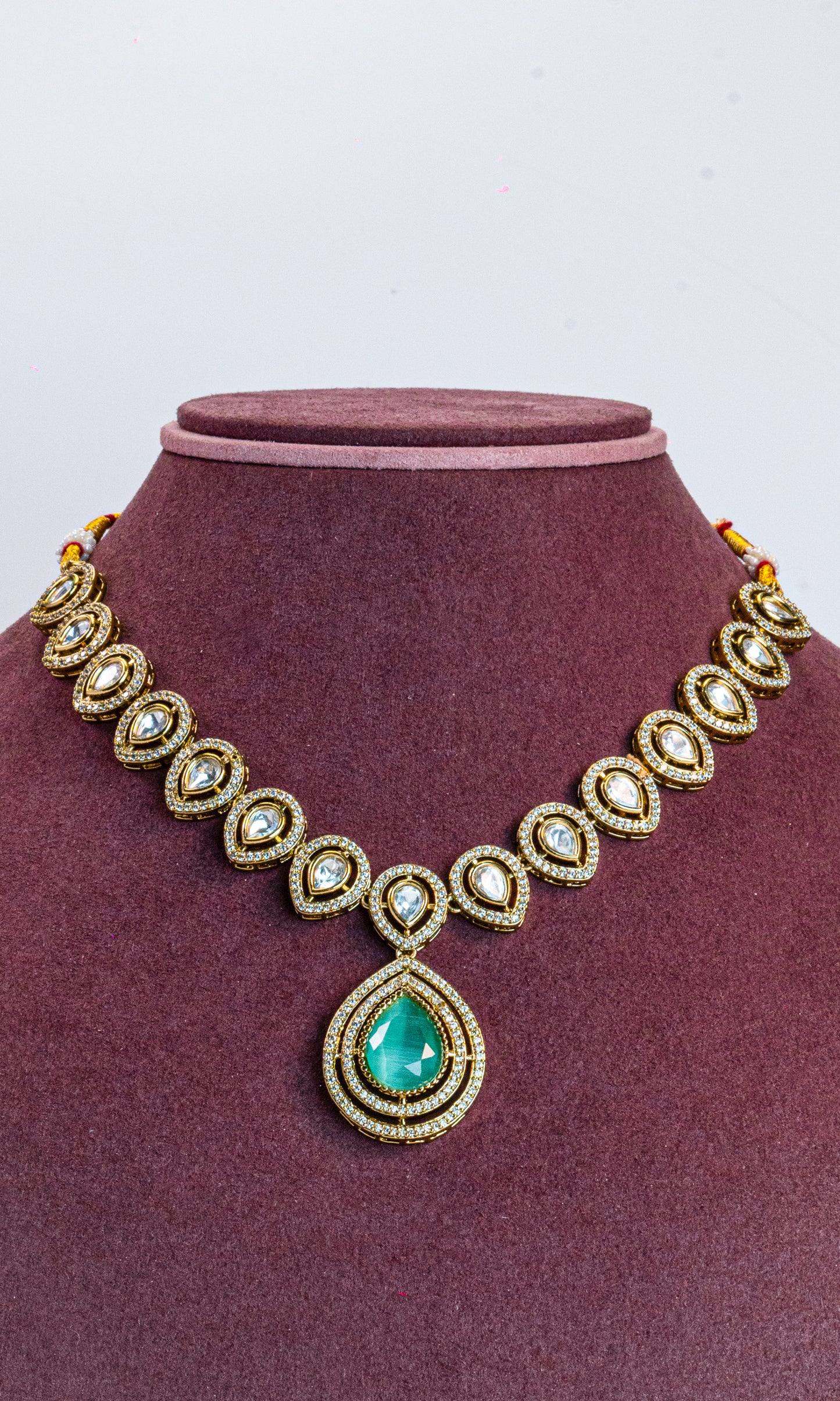 Mint Green Teardrop Kundan Necklace