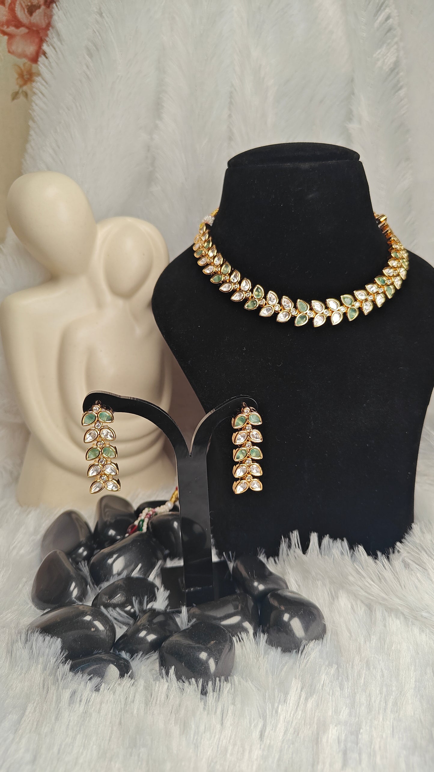 Gold Leaf Necklace and Earring Set