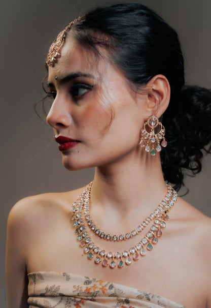 Multicolour CZ Kundan Necklace
