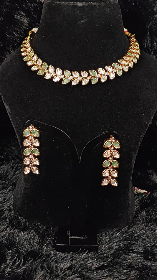 Gold Leaf Necklace and Earring Set