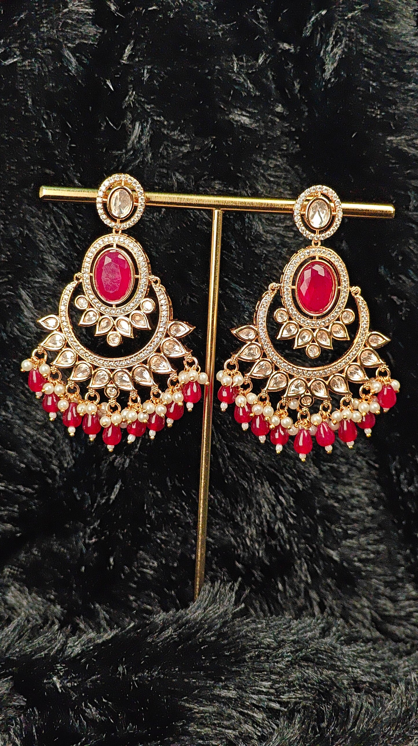 Ruby Red Chaandbali Earrings