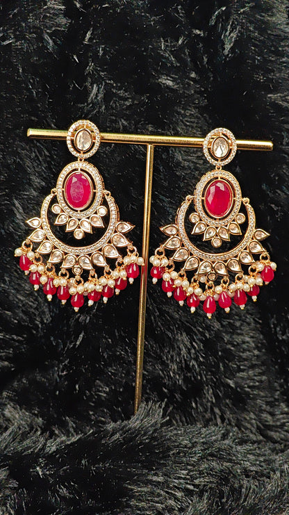 Ruby Red Chaandbali Earrings
