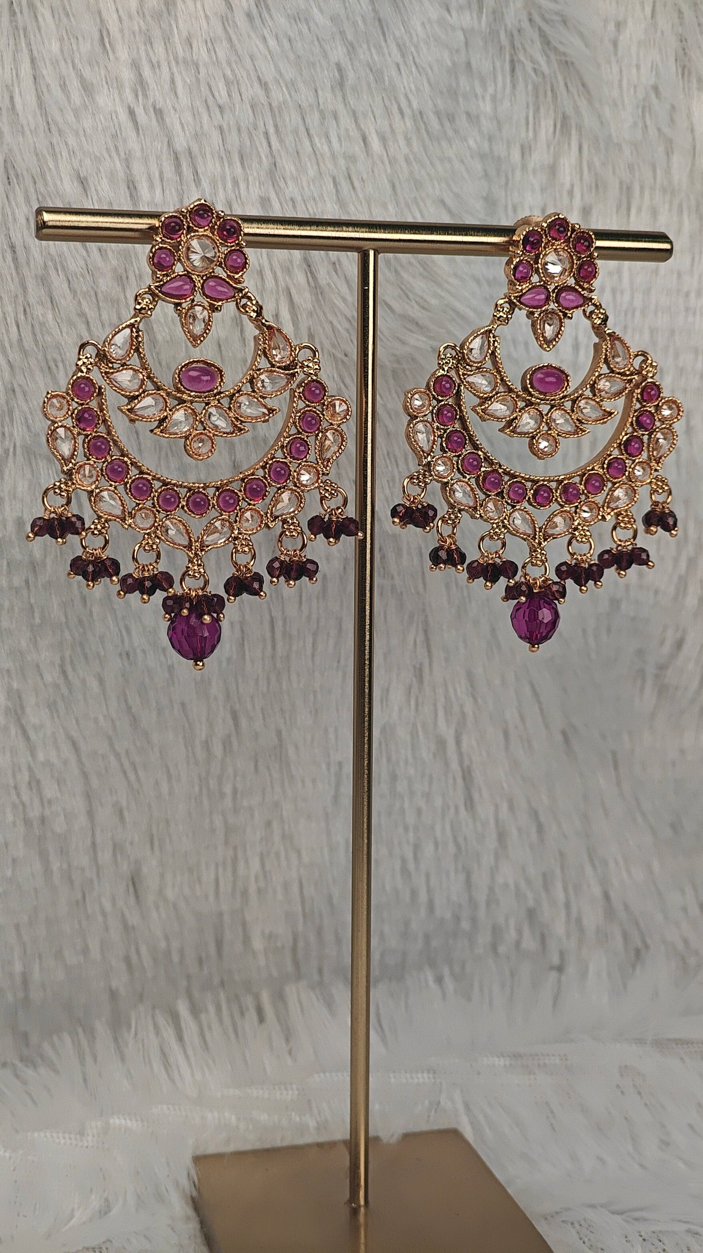 Handcrafted Gold Plated and Ruby Earrings