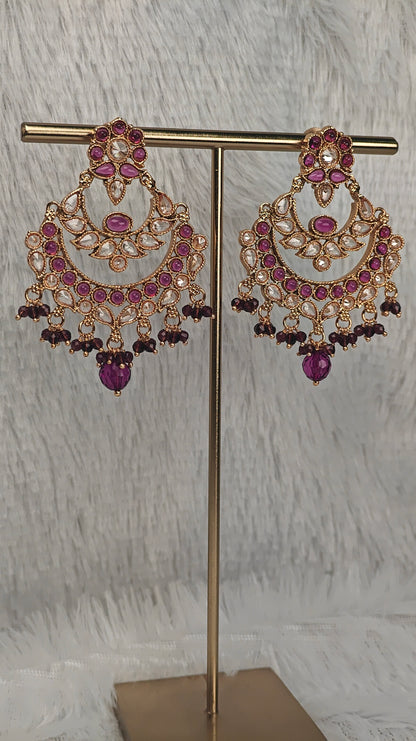 Handcrafted Gold Plated and Ruby Earrings